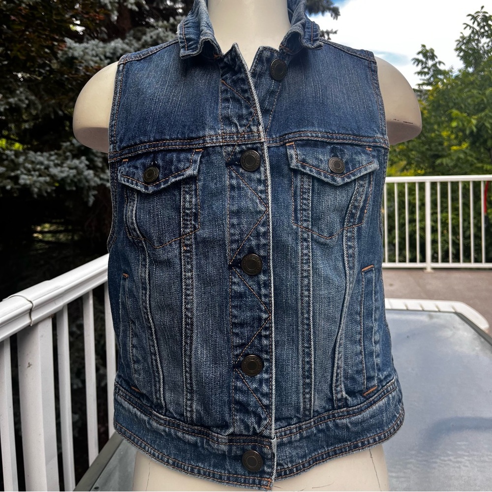 American Eagle Outfitters Blue Denim Vest